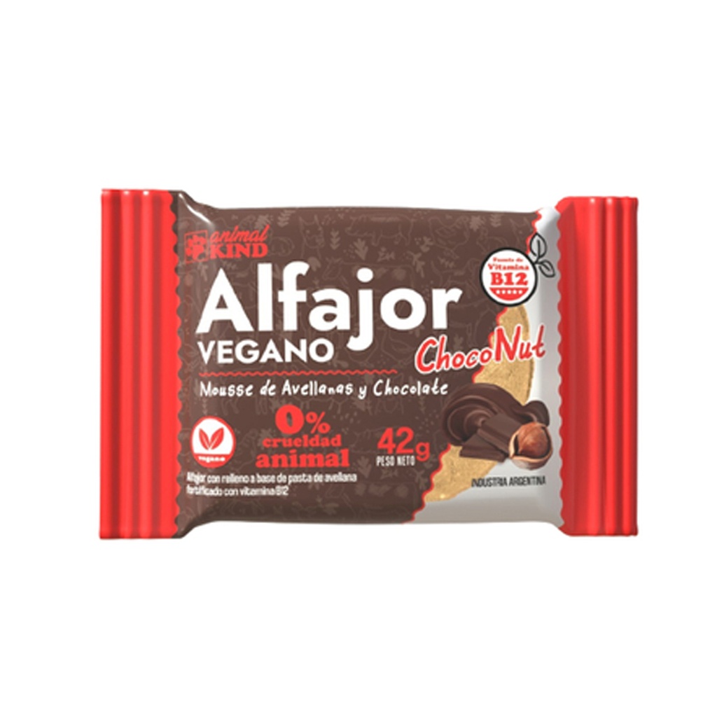 Alfajor Vegano Mousse Avellana Animal Kind x 42gr x 18u x 12 cajas 
