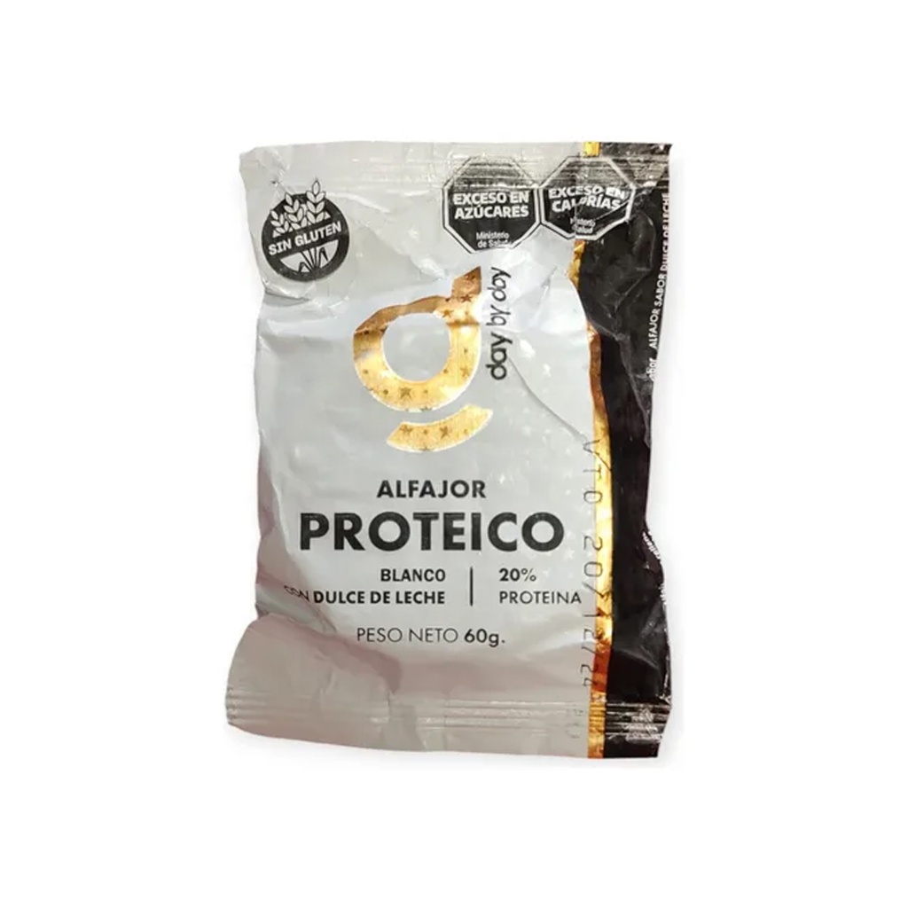 Alfajor proteico blanco Day by Day x 60grs x 12u x 1 caja