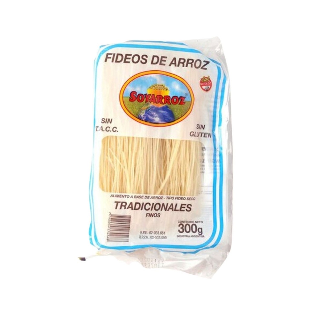 Fideos de Arroz Soyarroz Tradicional Fino x 300grs x 3u