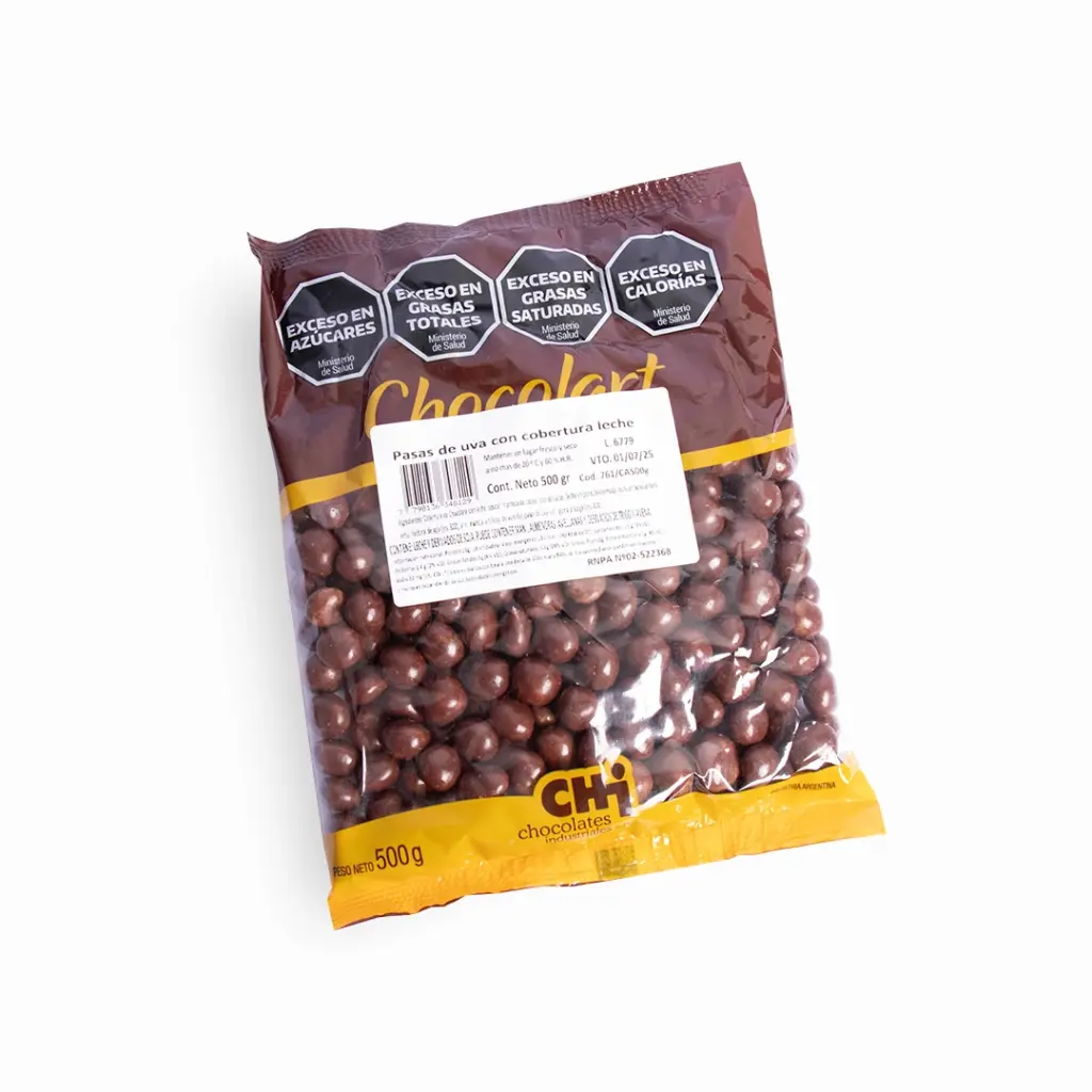 Pasas con chocolate recubiertas con cobertura de leche - Chocolart x 500grs x 10u