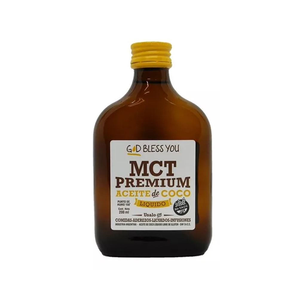 Aceite de coco liquido MCT Petaca God bless you x 200ml x 1u