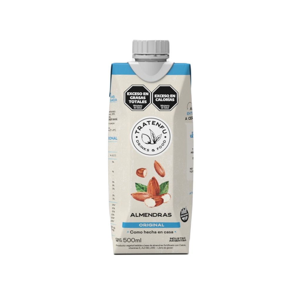 Leche de almendras Tratenfu original sin azucar x 500ml x 12u 