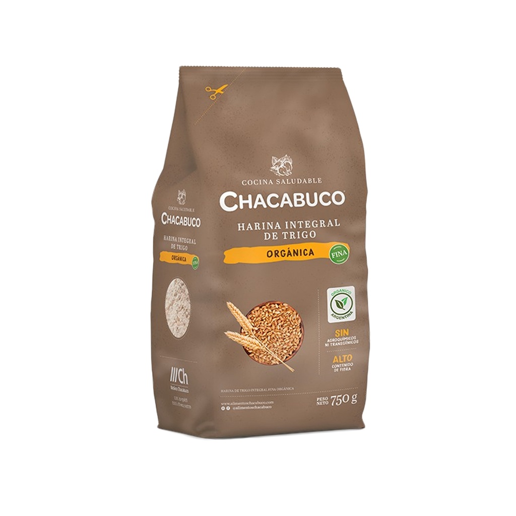 Harina Integral organica fina Chacabuco x 750grs x 3u 