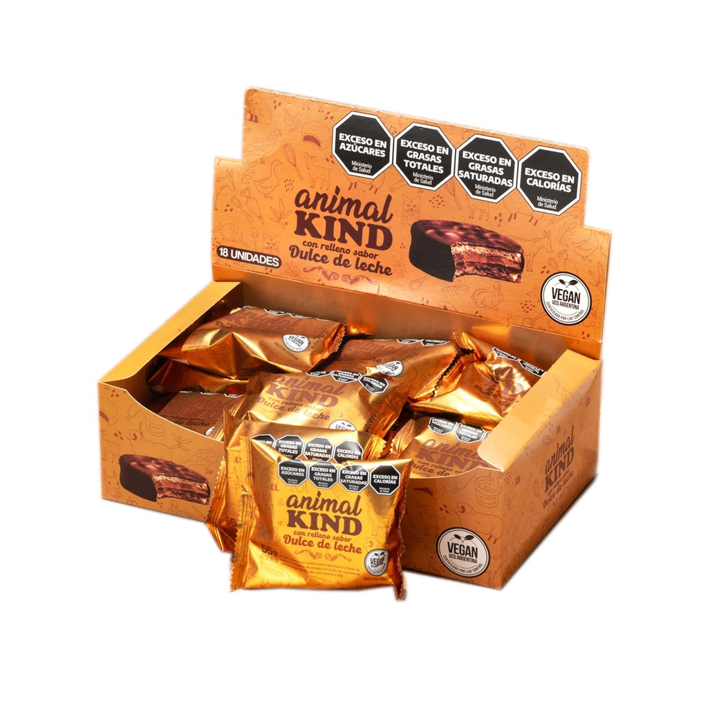 Alfajor Vegano de Dulce de leche - Animal Kind x 42grs x 18u x 4 cajas
