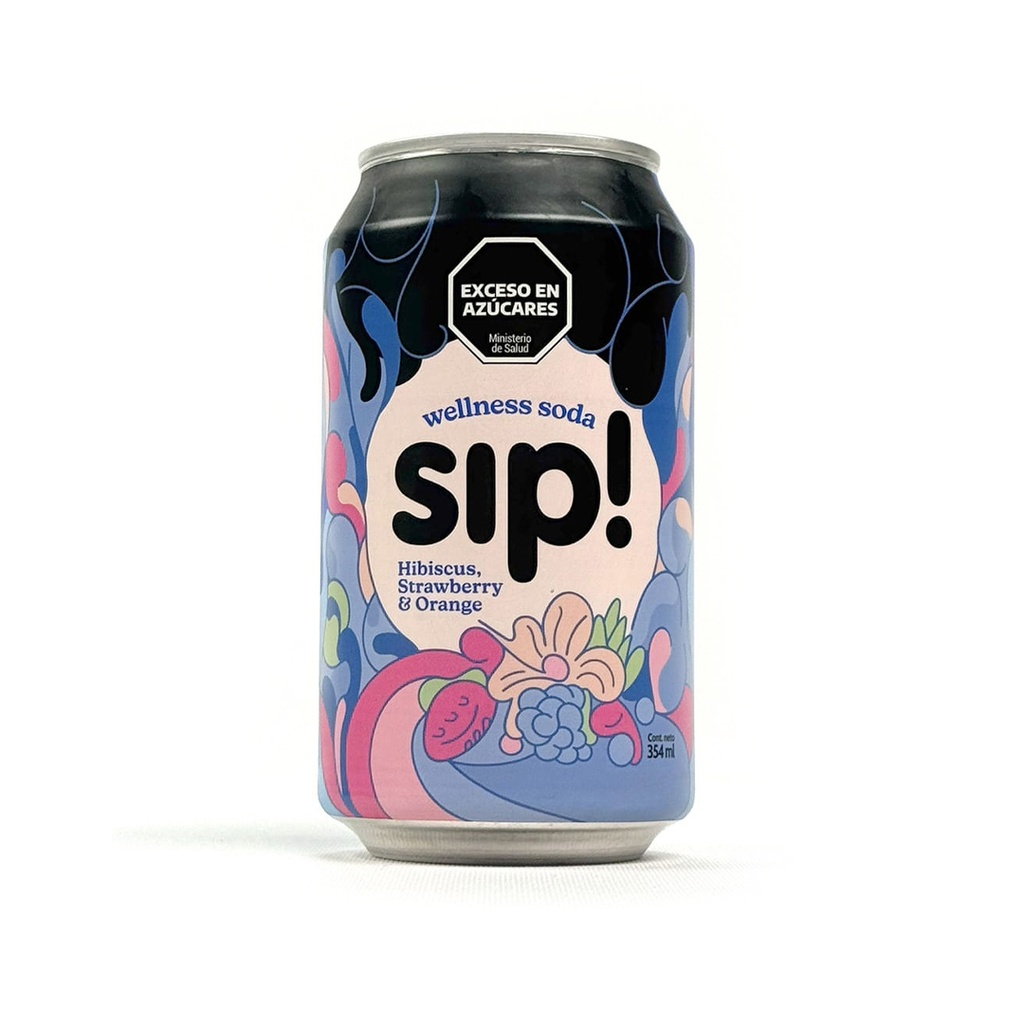 Wellness Soda Sip Hibiscus, Frutilla y Naranja x 354ml x 12u 
