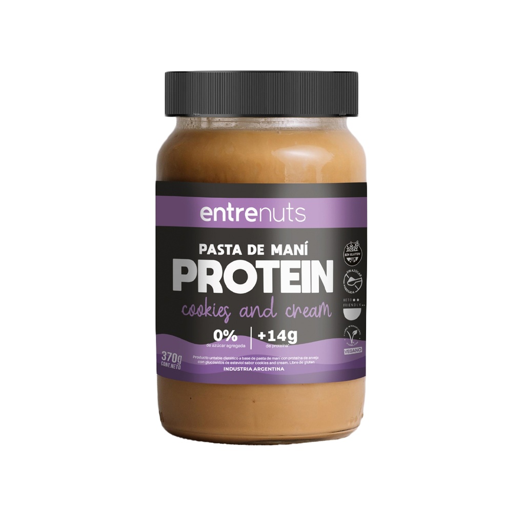 Pasta de mani Proteica Entrenuts cookies and cream x 370grs x 12u 