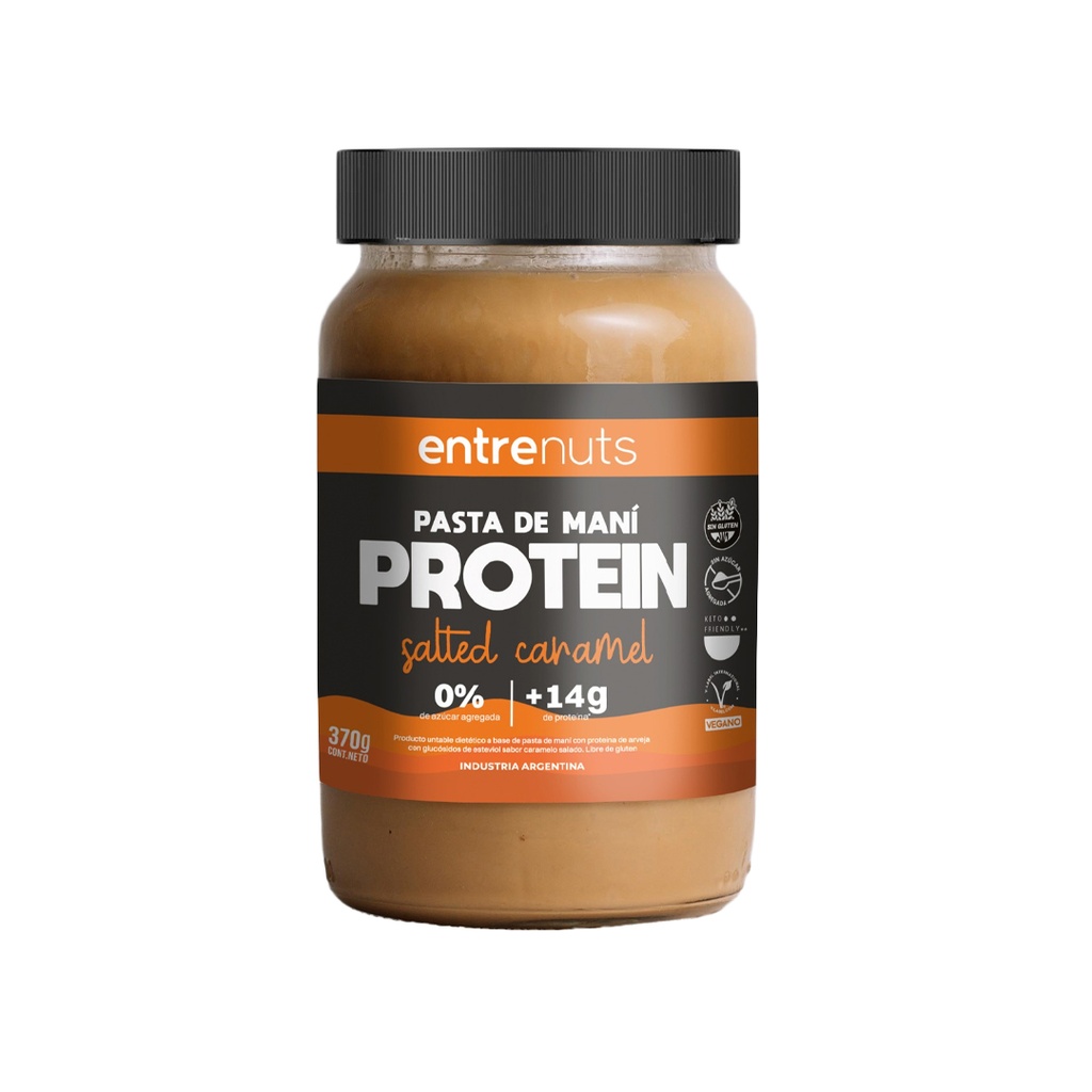 Pasta de mani Proteica Entrenuts salted caramel x 370grs x 12u 