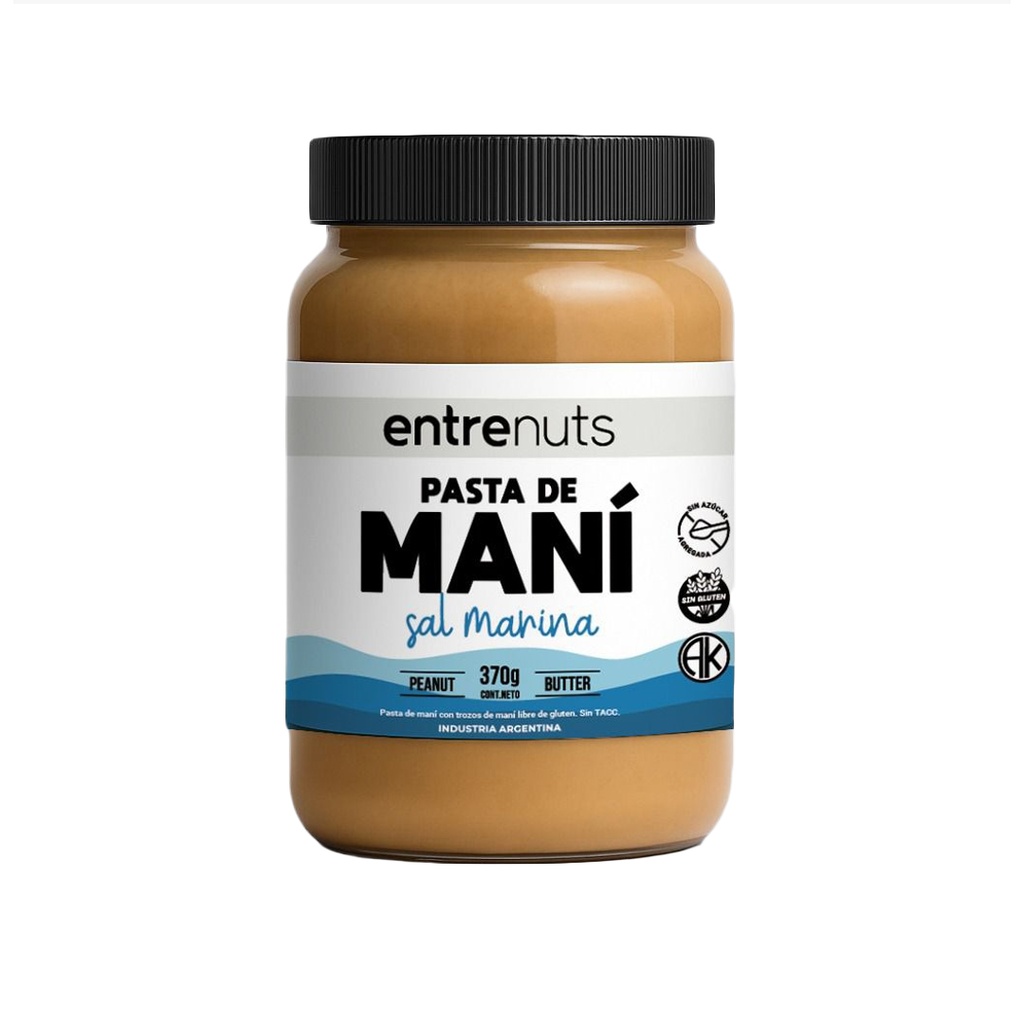 Pasta de mani con sal marina Entrenuts x 370grs x 12u 