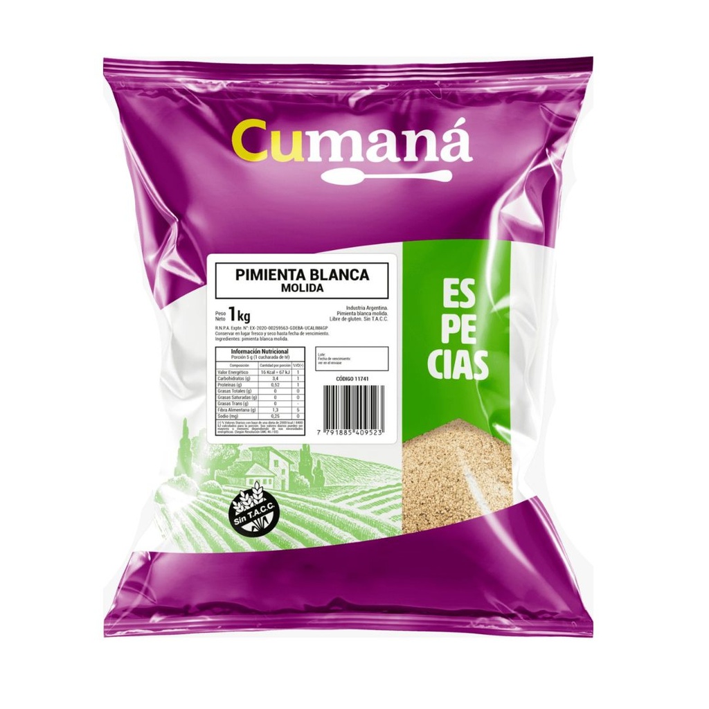 Pimienta Blanca Molida x 1kg x 1u - Cumana