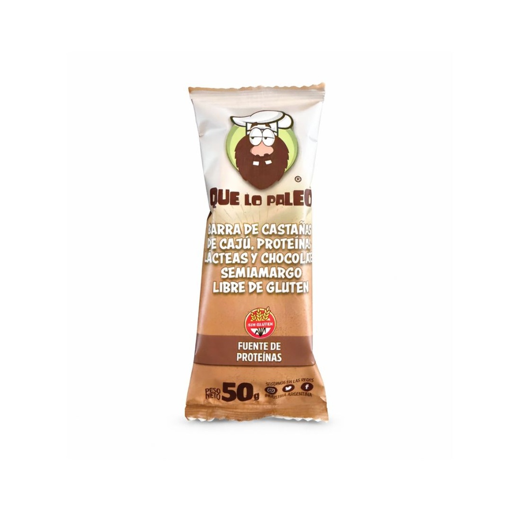Barritas de Castañas de Caju y Chocolate semiamargo x 50grs x 12u - Que lo paleo