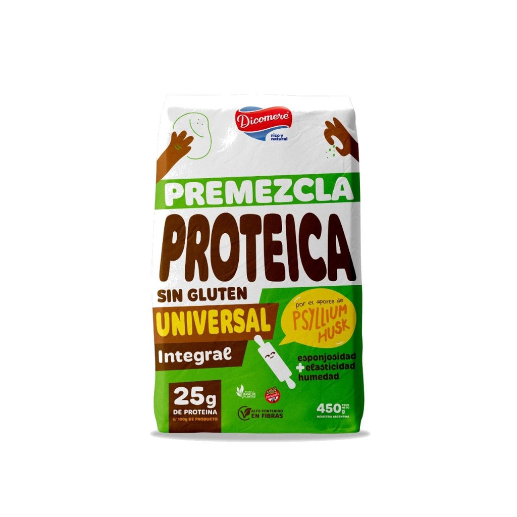 Premezcla Universal integral proteica con Psyllium Husk x 450grs x 12u - Dicomere