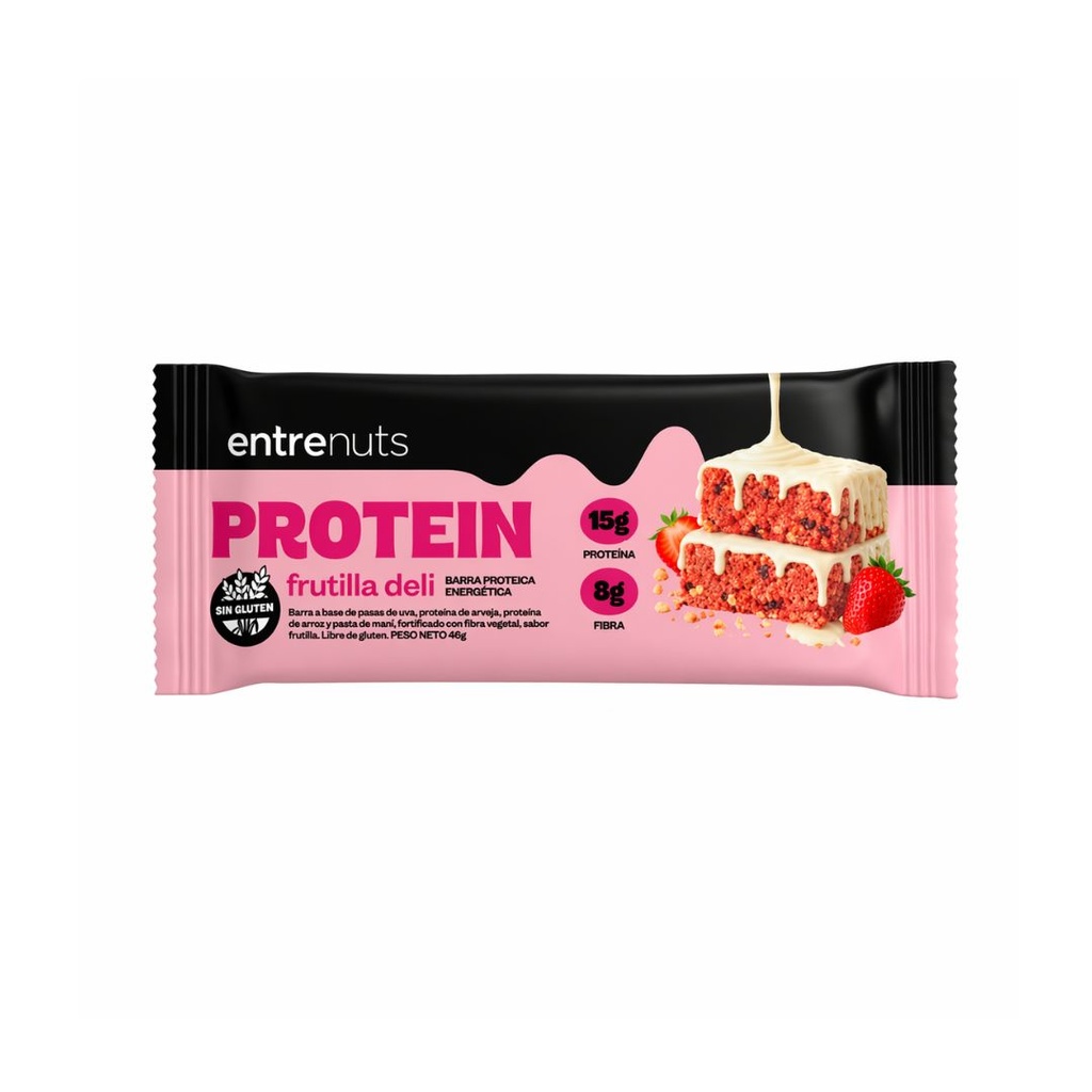Barritas Proteicas Frutilla x 46grs x 10u x 12 cajas - Entrenuts