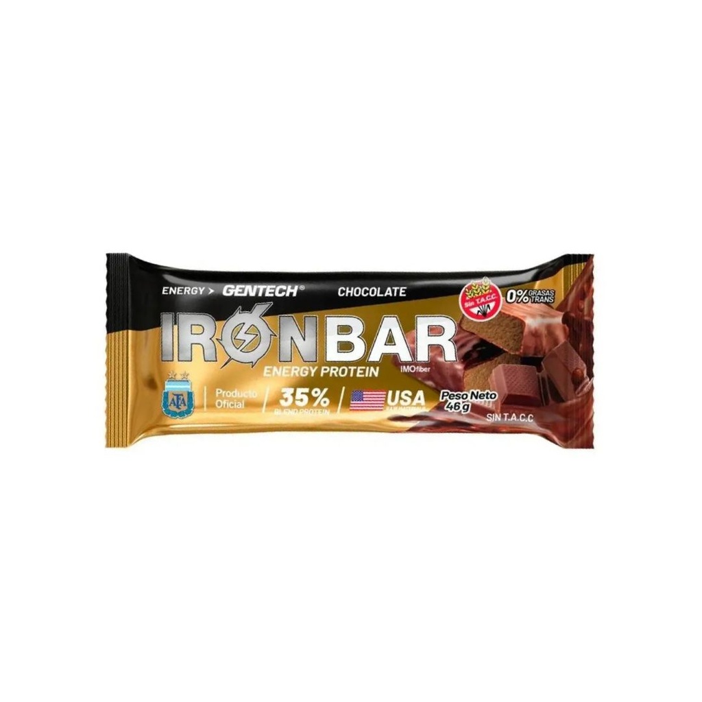 Barritas Proteicas Iron Bar sabor Chocolate x 46grs x 20u - Gentech
