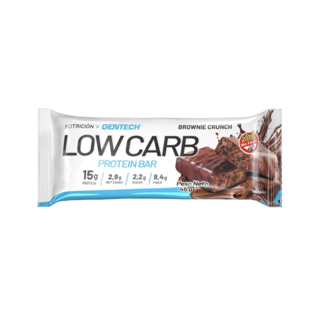 Barritas Proteicas Low Carb sabor Brownie Crunch x 45grs x 10u x 1 caja - Gentech