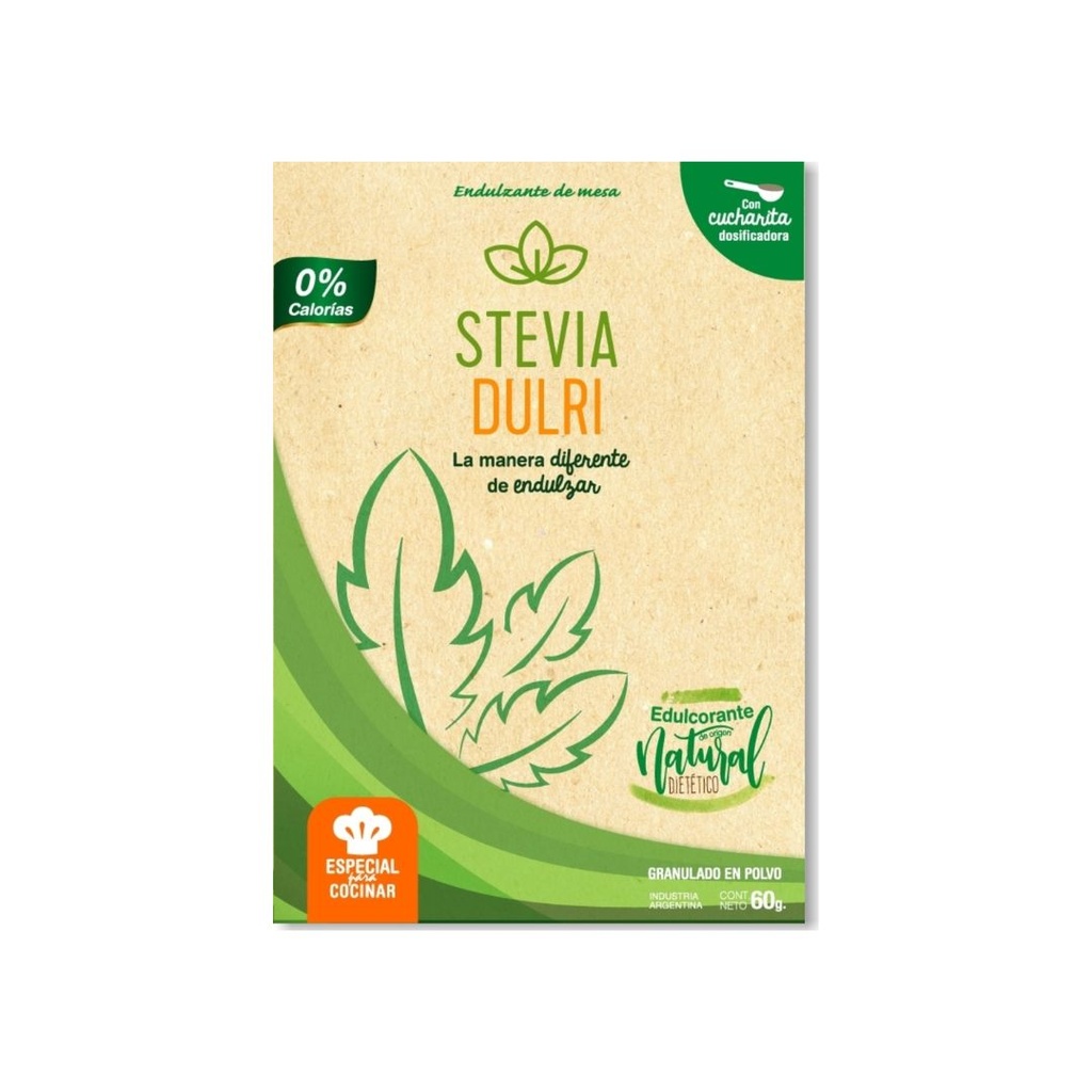 Edulcorante en polvo Stevia estuche x 60grs x 24u - Dulri