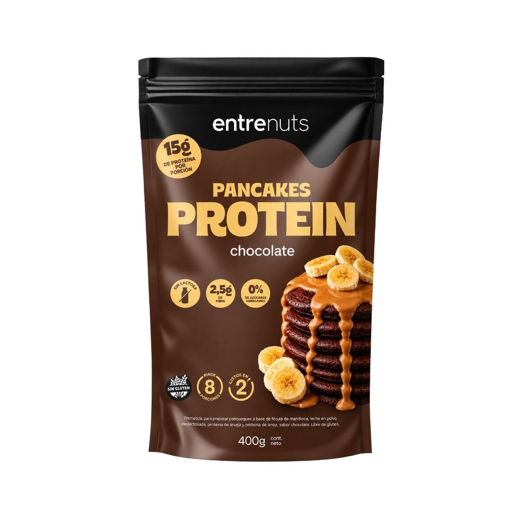 Pancakes proteicos sabor Chocolate x 400grs x 6u - Entrenuts 