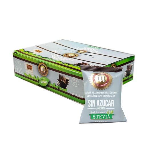 [BSASASDMCJ003] Alfajor negro sin azucar con dulce de leche y stevia - Doña Magdalena x 60grs x 12u x 3 caja