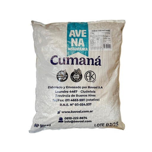 [CLAICSTBS005] Avena Instantanea Sin Tacc x 5kg - Cumana