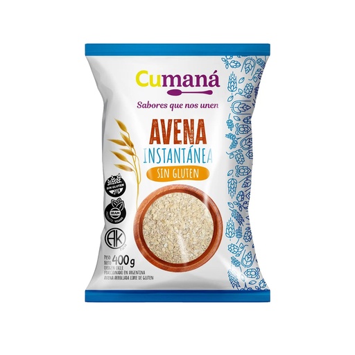 [CLAICSTPQ40003] Avena Instantanea Sin Tacc x 400grs x 3u - Cumaná 