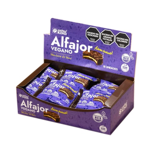 [BSAAKMBCJ004] Alfajor Vegano manteca de Mani Animal Kind Bañado x 42gr x 18u x 4 cajas 