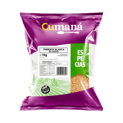 [ESPMBGRCUPQ010] Pimienta Blanca en Grano x 1kg x 10u - Cumana