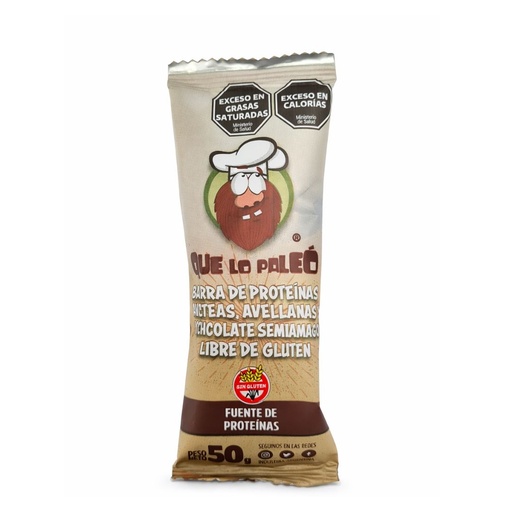 [BSBPACHSQLPCJ012] Barritas de Avellanas y Chocolate Semiamargo x 50grs x 12u x 1 caja - Que lo paleo