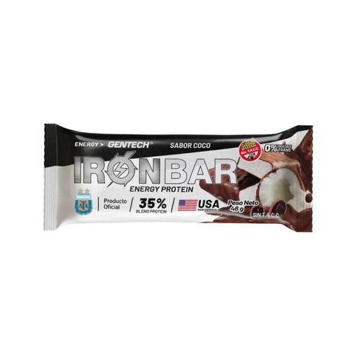 [BSBGIBPCOCJ020] Barritas Proteicas Iron Bar sabor Coco x 46grs x 20u x 1 caja - Gentech