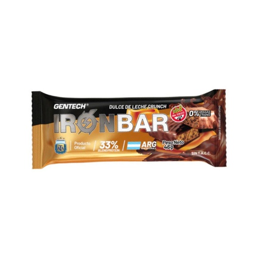 [BSBGIBPDLCJ020] Barritas Proteicas Iron Bar sabor Dulce de Leche x 46grs x 20u x 1 caja - Gentech