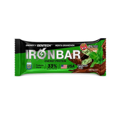 [BSBGIBPMGCJ012] Barritas Proteicas Iron Bar sabor Menta Granizada x 46grs x 12u x 1 caja - Gentech