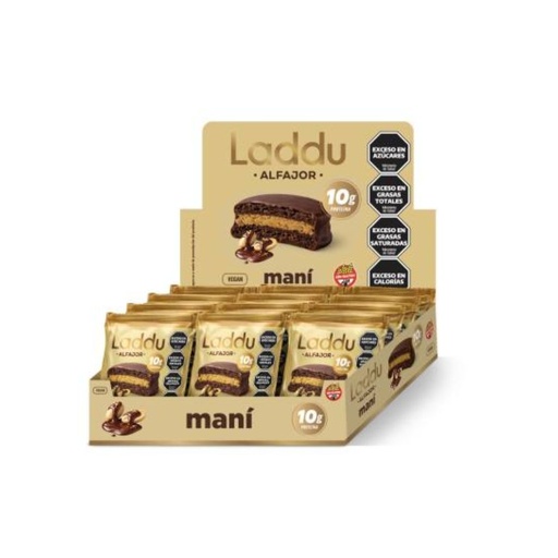 [BSALDPMCJ012] Alfajor de Mani Proteico x 60grs x 12u x 1 caja - Laddubar 